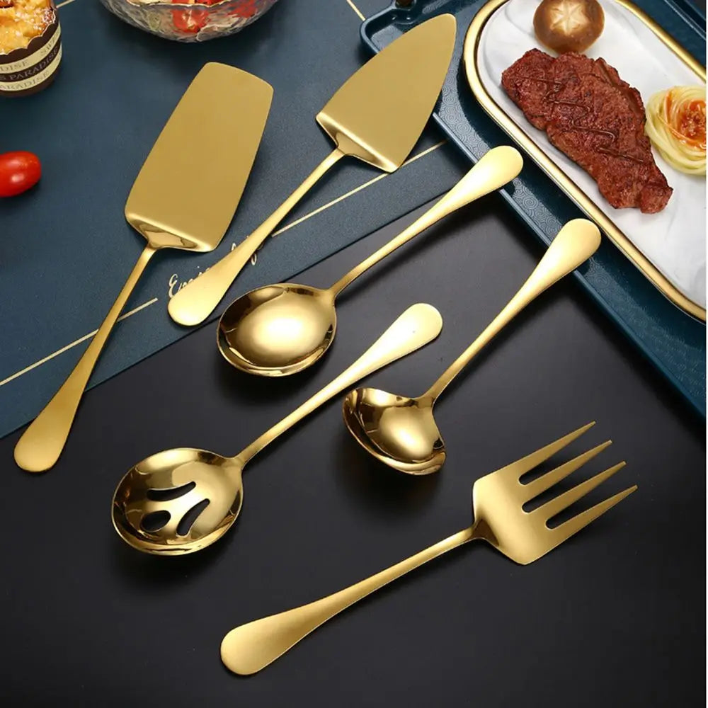 Nonstick Gold Silver Gadgets Kitchen Utensil Fork Cookware Soup Ladle Cooking Tools Serving Spoon Colander